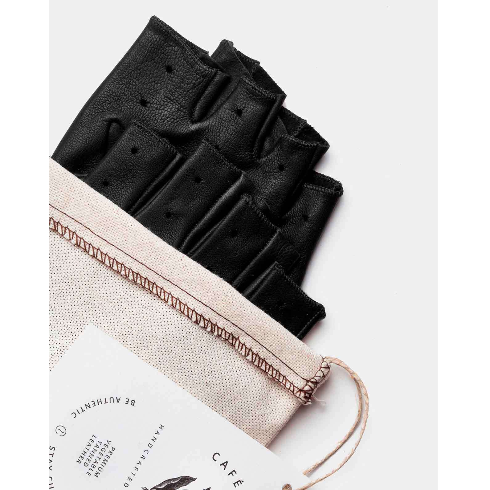 Cafe LeatherTriton car gloves fingerless in blackCar glovesBritish Parts Lucerne