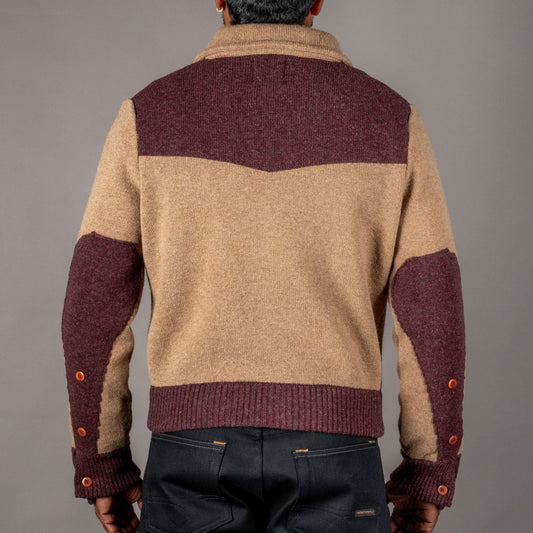 G.R.P.Max 3 short merino cardigan Camel BordeauxCardiganBritish Parts Lucerne