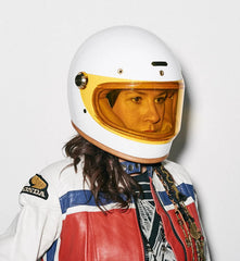 HedonHeroine Racer 2.0 motorcycle helmet Knight WhiteHelmetBritish Parts Lucerne