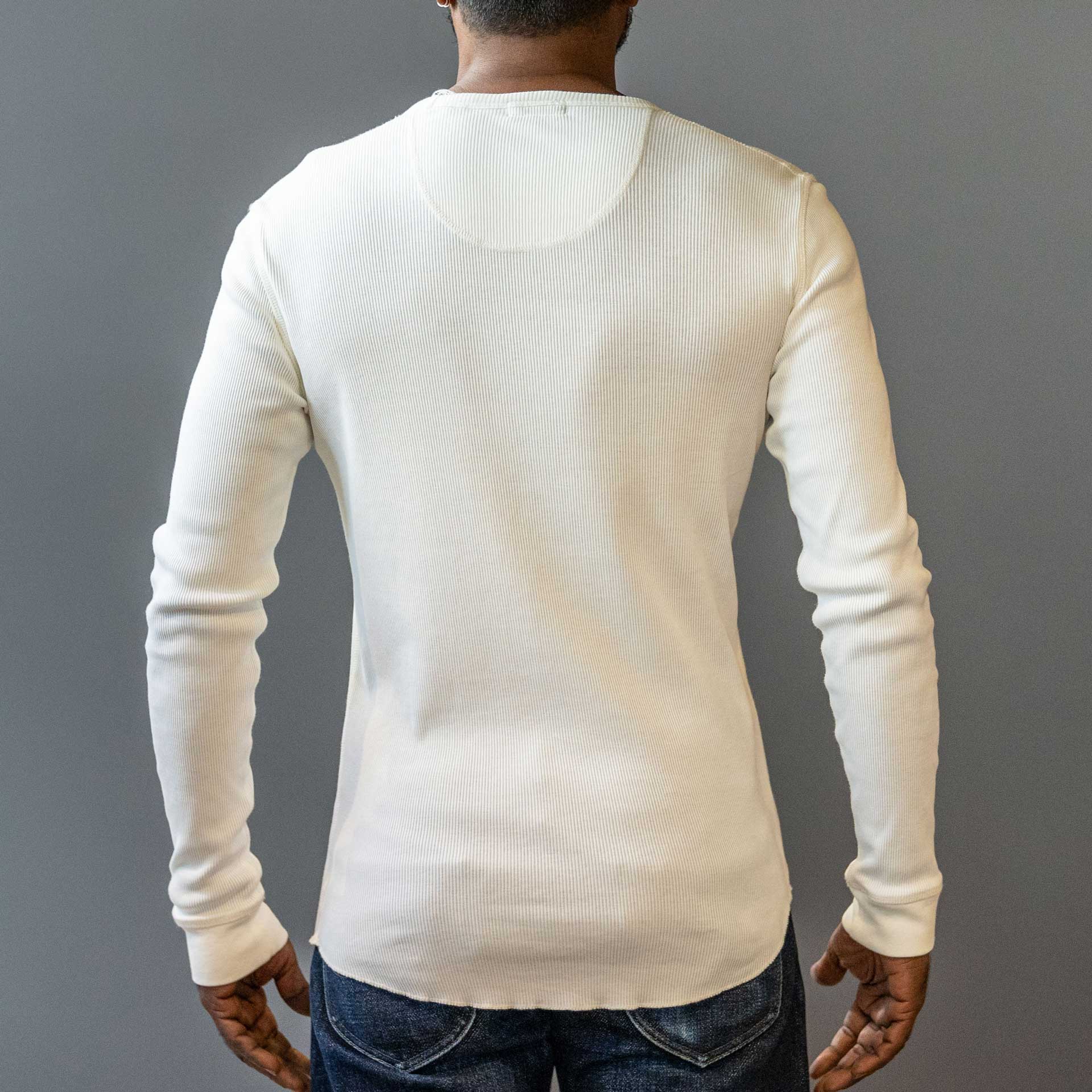 IndigoferaClyde longsleeve ribbed shirt in Cocatoo whiteHenleyBritish Parts Lucerne