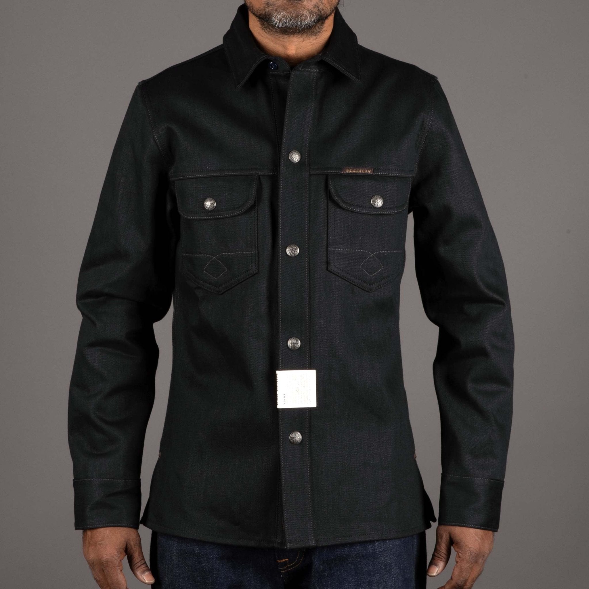 IndigoferaCopeland overshirt made from selvedge denim in gunpowder blackOvershirtBritish Parts Luzern