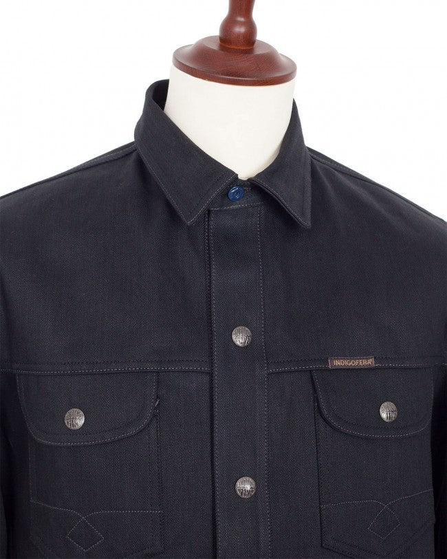 IndigoferaCopeland overshirt made from selvedge denim in gunpowder blackOvershirtBritish Parts Luzern