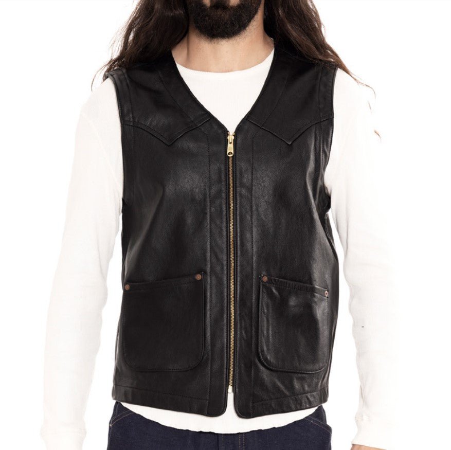 IndigoferaMonroe leather vest in blackWaistcoatsBritish Parts Lucerne