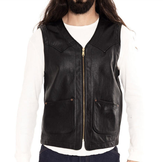 IndigoferaMonroe leather vest in blackWaistcoatsBritish Parts Lucerne