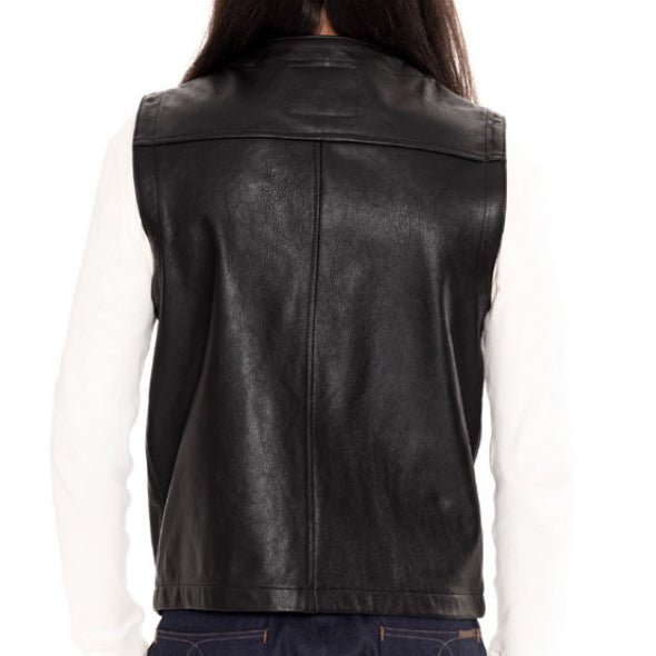 IndigoferaMonroe leather vest in blackWaistcoatsBritish Parts Lucerne