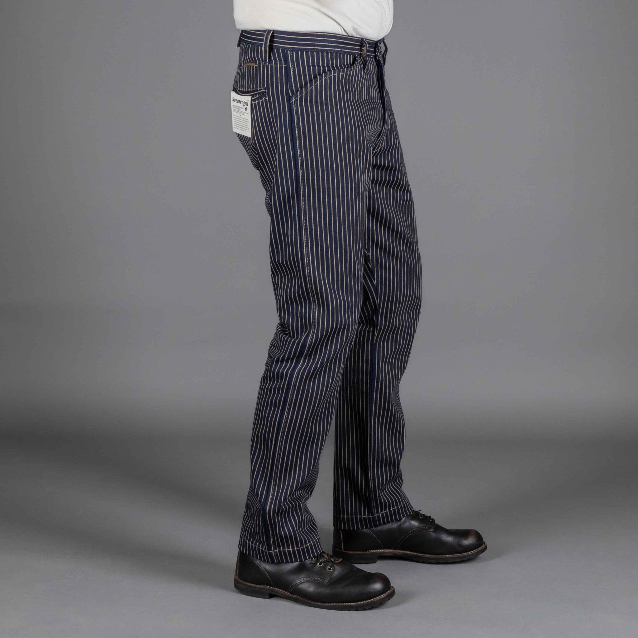 IndigoferaSwearengen Single Stripe Twill 12oz blue beigePantsBritish Parts Lucerne