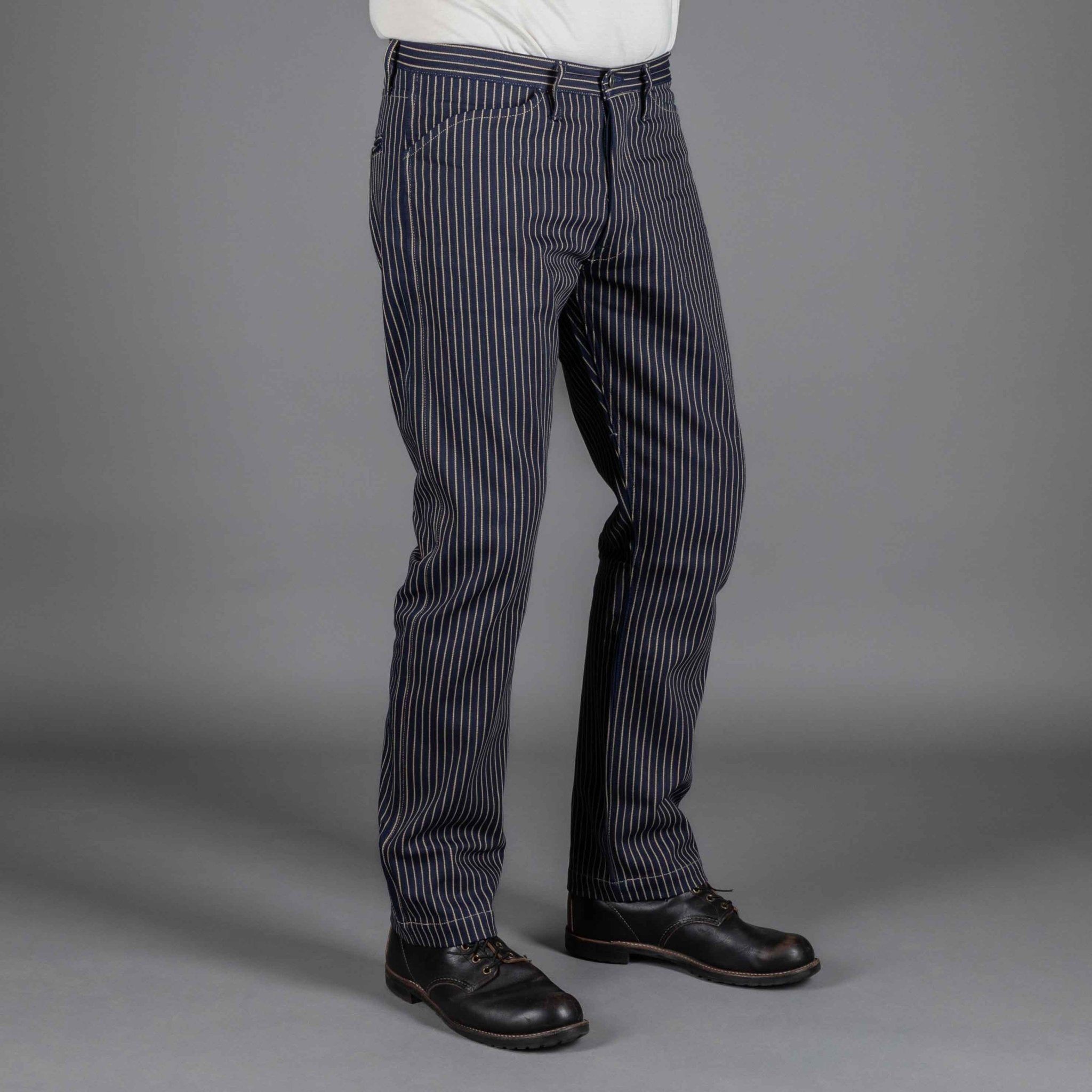 IndigoferaSwearengen Single Stripe Twill 12oz blue beigePantsBritish Parts Lucerne