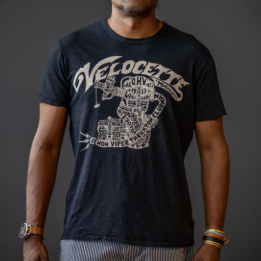Johnson MotorsVelo Engine T-Shirt in Vintage BlackT-ShirtBritish Parts Lucerne