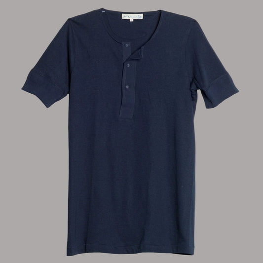 Merz b. Schwanen103 Button placket short sleeve ink blueT-shirtBritish Parts Lucerne