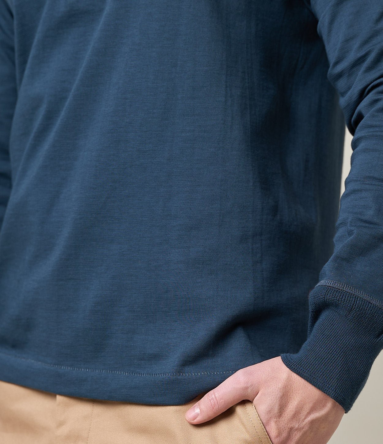 Merz b. Schwanen206 Button placket shirt mineral blueHenleyBritish Parts Lucerne