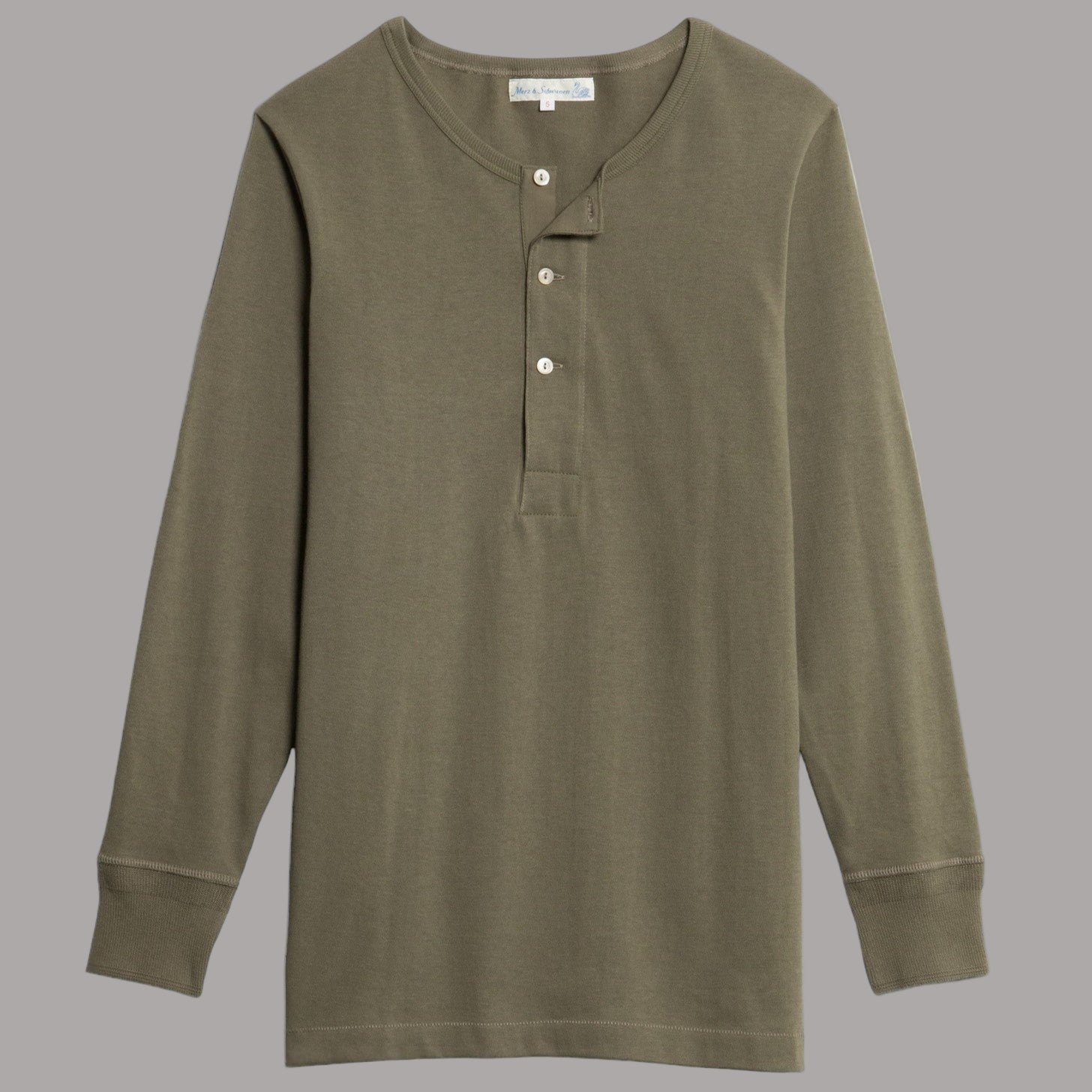 Merz b. Schwanen206 Button placket shirt olive (Army)HenleyBritish Parts Lucerne