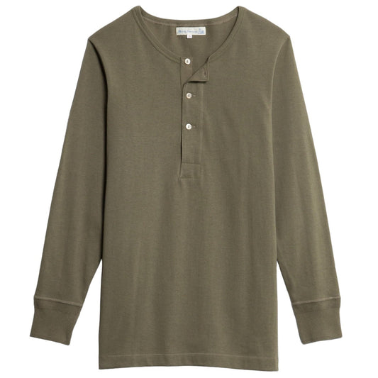 Merz b. Schwanen206 Button placket shirt olive (Army)HenleyBritish Parts Lucerne