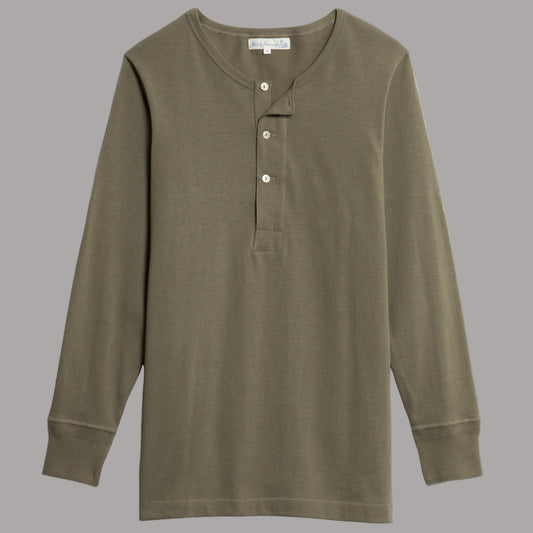 Merz b. Schwanen206 Button placket shirt olive (Army)HenleyBritish Parts Lucerne