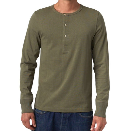 Merz b. Schwanen206 Button placket shirt olive (Army)HenleyBritish Parts Lucerne