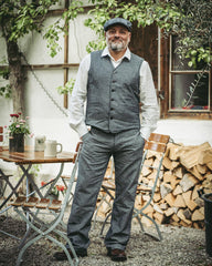 Pike Brothers1905 Hauler Vest Grey Striped LinenVestsBritish Parts Lucerne