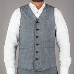 Pike Brothers1905 Hauler Vest Grey Striped LinenVestsBritish Parts Lucerne