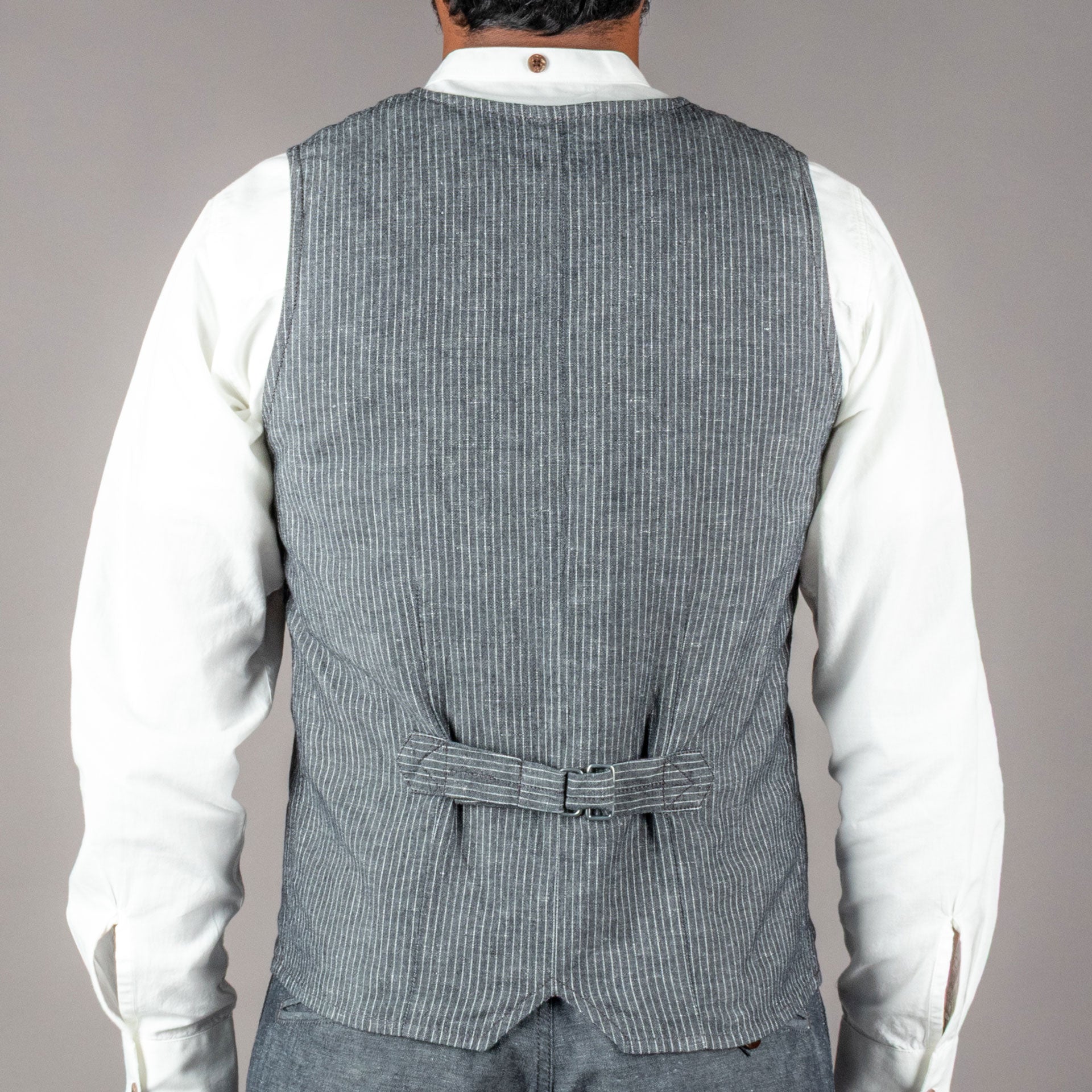 Pike Brothers1905 Hauler Vest Grey Striped LinenVestsBritish Parts Lucerne