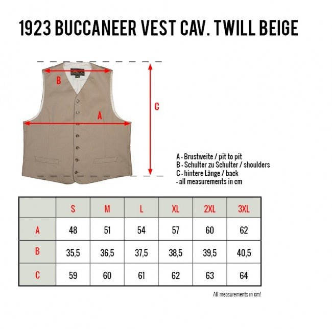 Pike Brothers1923 Buccaneer Vest Cav. Twill BeigeVestBritish Parts Lucerne