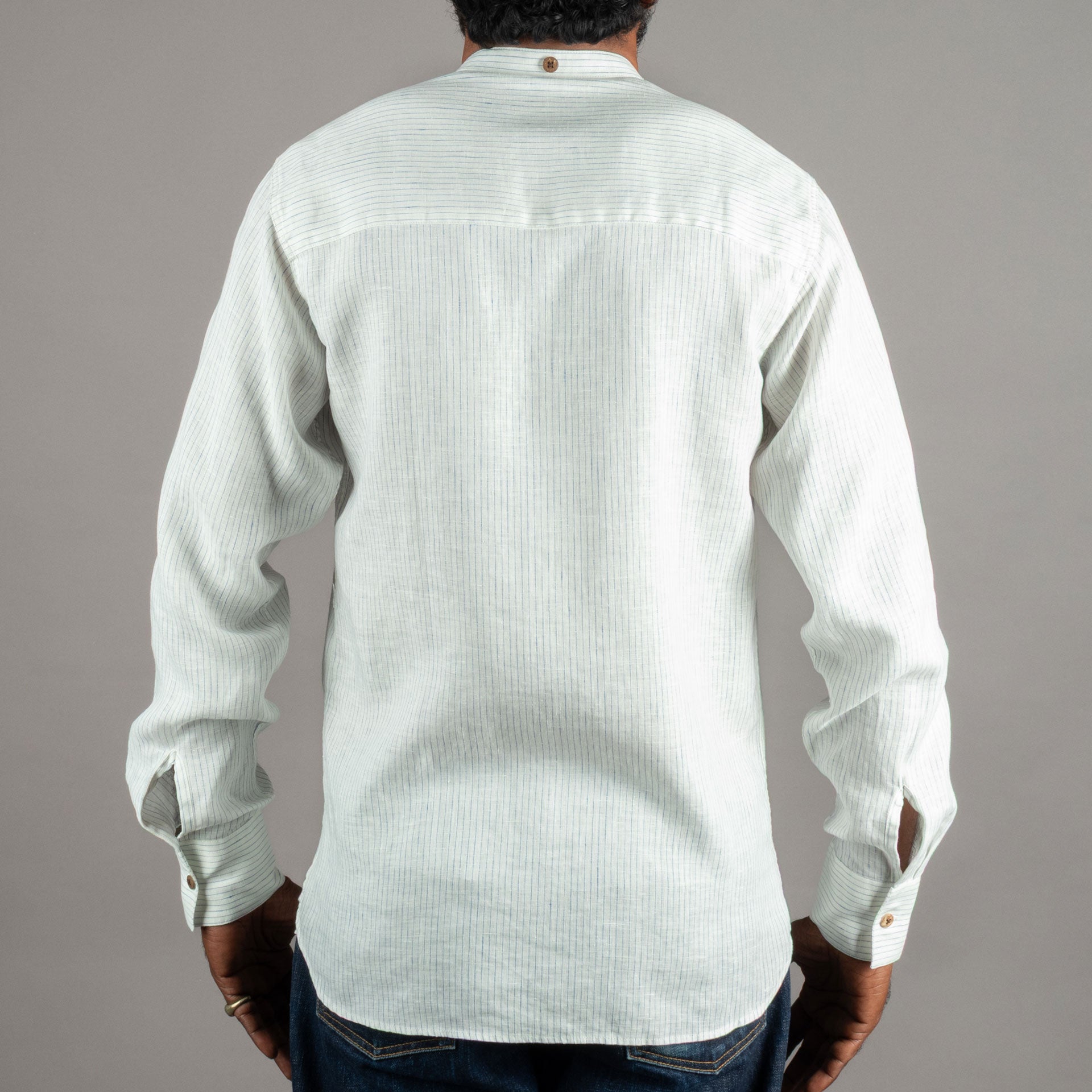 Pike Brothers1923 Buccanoy Shirt Linen White BlueShirtBritish Parts Lucerne