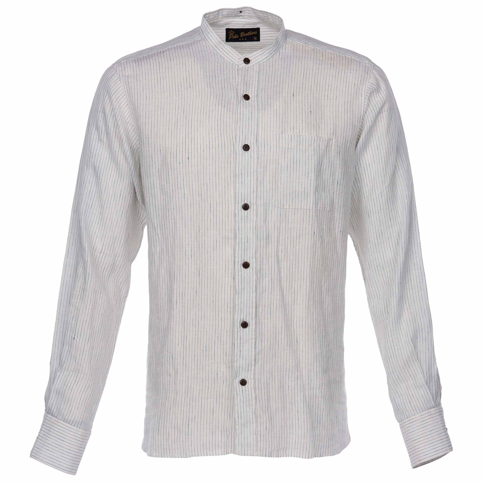 Pike Brothers1923 Buccanoy Shirt Linen White BlueShirtBritish Parts Lucerne