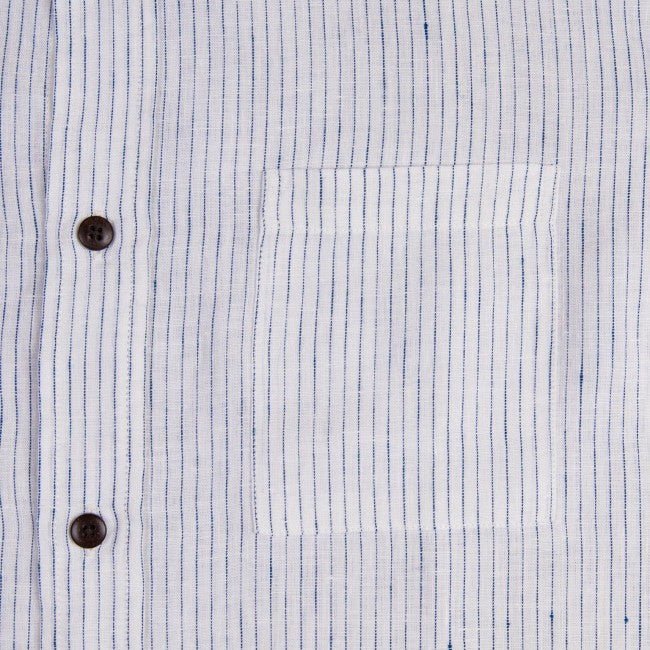 Pike Brothers1923 Buccanoy Shirt Linen White BlueShirtBritish Parts Lucerne