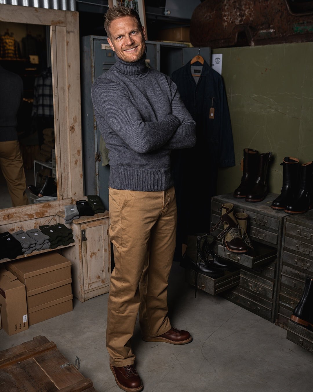 Pike Brothers1923 Turtle Neck Sweater grayPulloverBritish Parts Lucerne