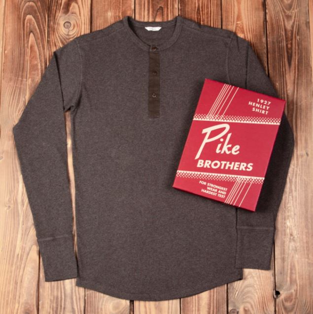 Pike Brothers1927 Henley Shirt long sleeve brown melangeHenleyBritish Parts Lucerne