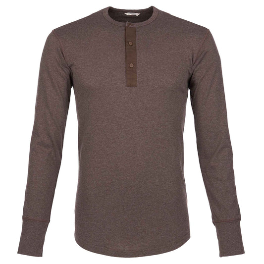 Pike Brothers1927 Henley Shirt long sleeve brown melangeHenleyBritish Parts Lucerne