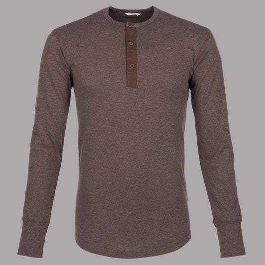 Pike Brothers1927 Henley Shirt long sleeve brown melangeHenleyBritish Parts Lucerne