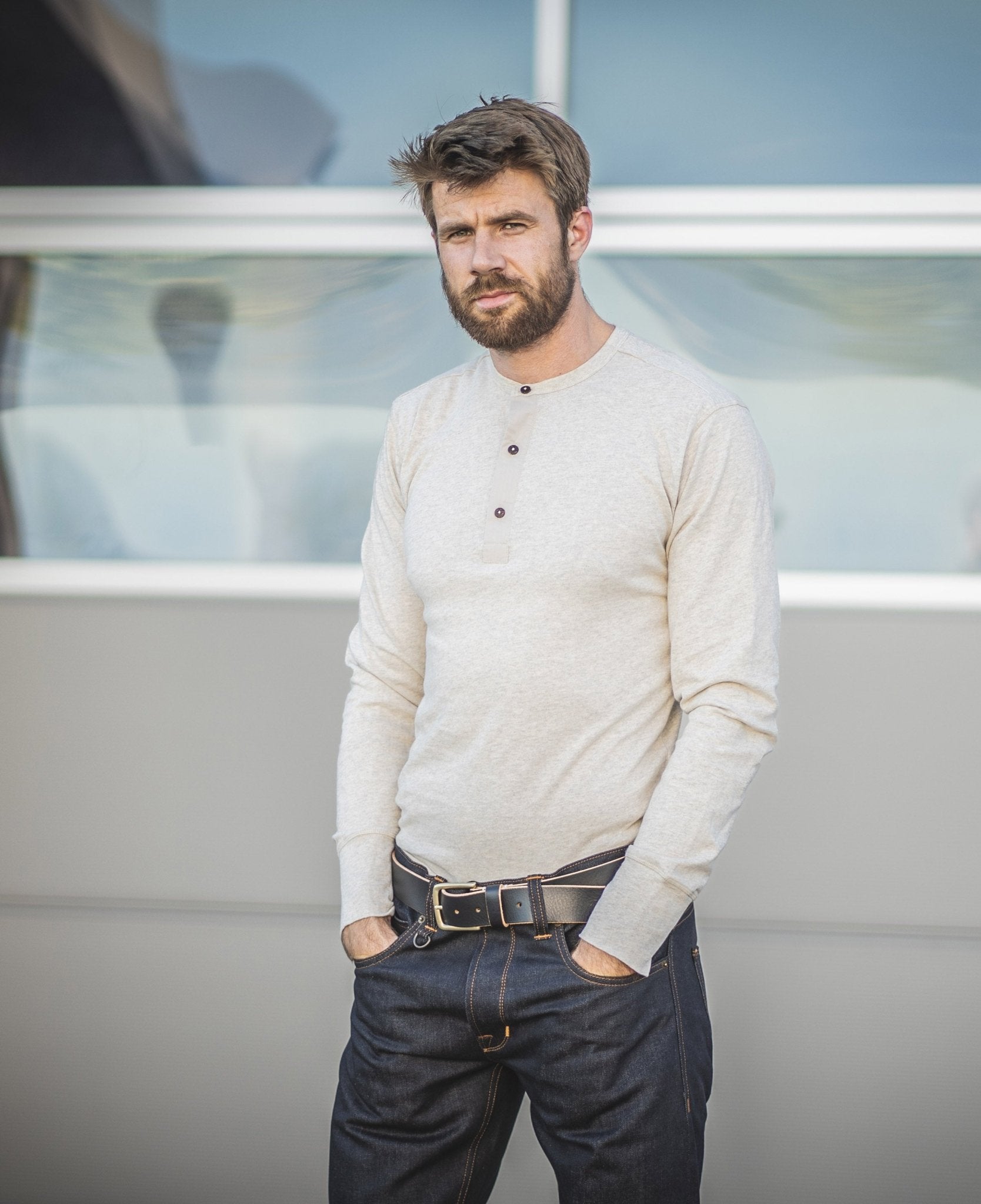 Pike Brothers1927 Henley Shirt long sleeve ecruHenleyBritish Parts Lucerne