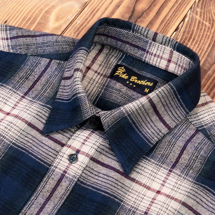 Pike Brothers1937 Roamer Shirt Flannel Blue Beige CheckShirtBritish Parts Lucerne
