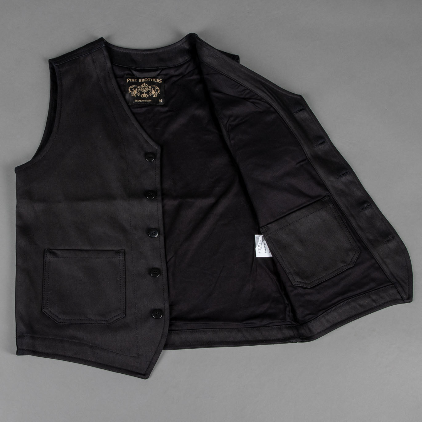 Pike Brothers1937 Roamer Vest Elephant Skin BlackVestsBritish Parts Lucerne