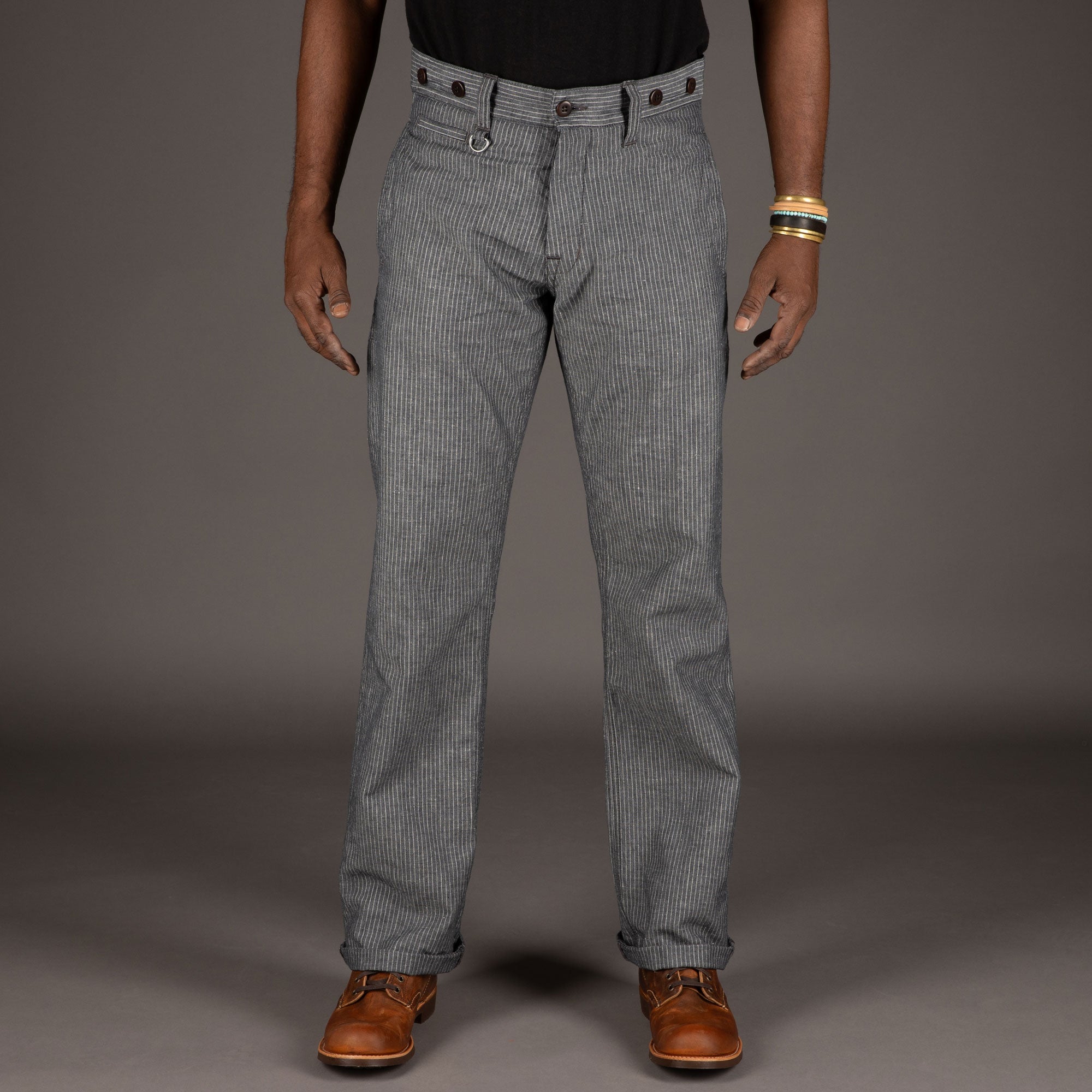 Pike Brothers1942 Hunting Pant Grey Striped LinenPantsBritish Parts Lucerne