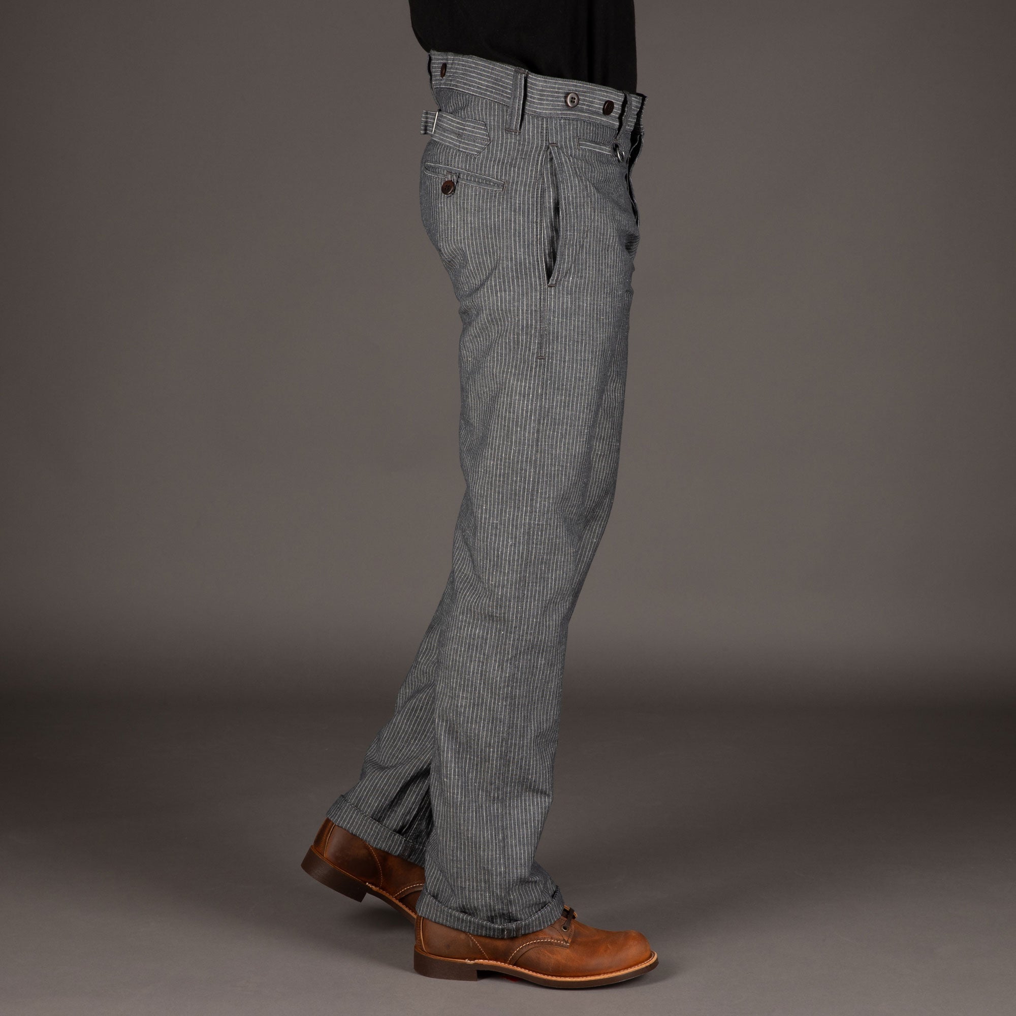 Pike Brothers1942 Hunting Pant Grey Striped LinenPantsBritish Parts Lucerne