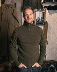 Pike Brothers1948 Troyer Knitted Sweater Army GreenPulloverBritish Parts Lucerne