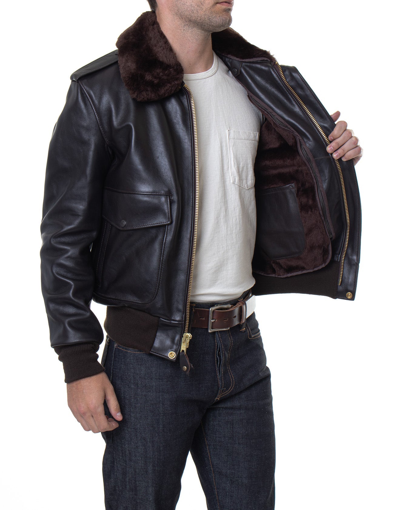 Schott NYCA - 2 Flieger leather jacket dark brownLeather jacketBritish Parts Lucerne