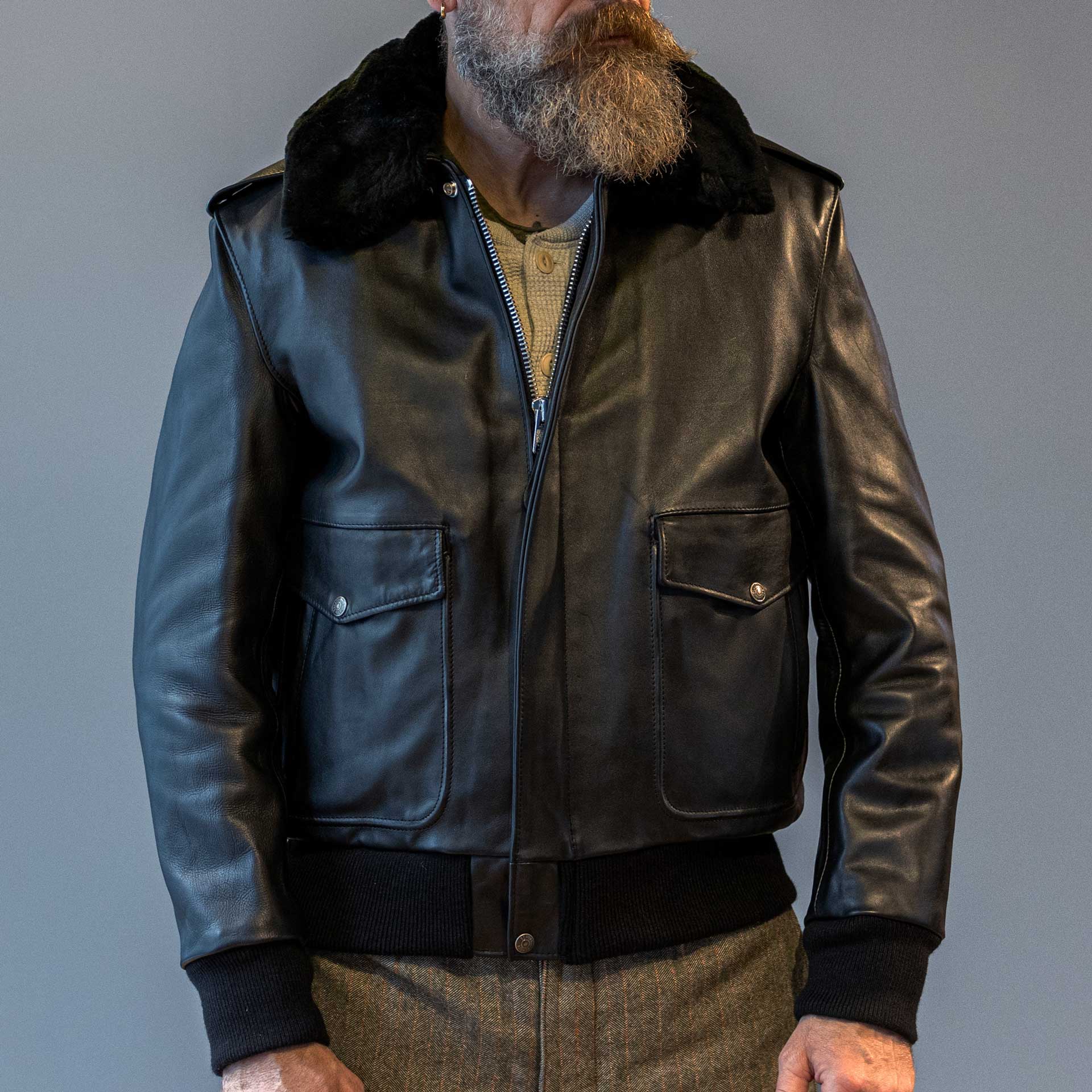 Schott NYCA - 2 Flieger leather jacket blackLeather jacketBritish Parts Lucerne