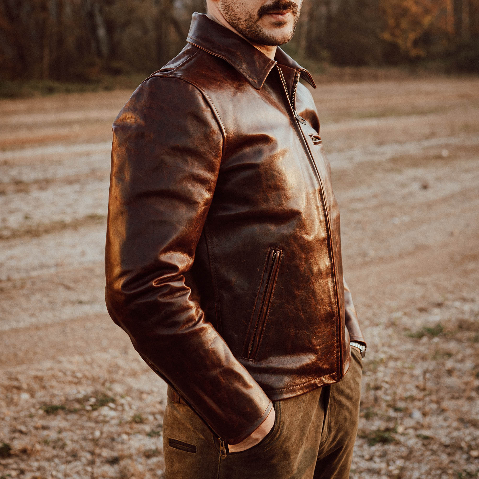 Shangri - La HeritageVarenne Horse Hide Leather Jacket WhiskeyJacketsBritish Parts Lucerne