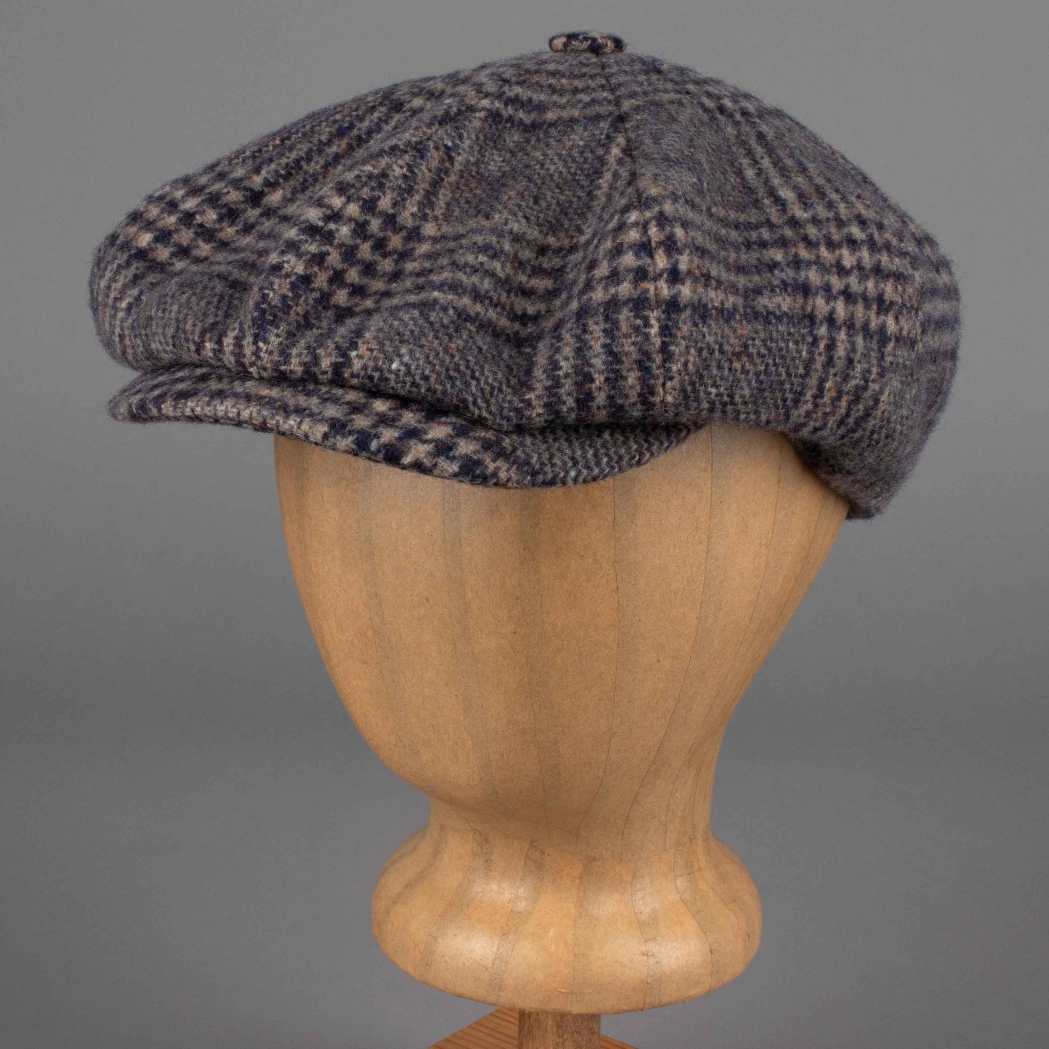 Stetson8 - Panel slider cap virgin wool check dark gray / blackCapBritish Parts Lucerne