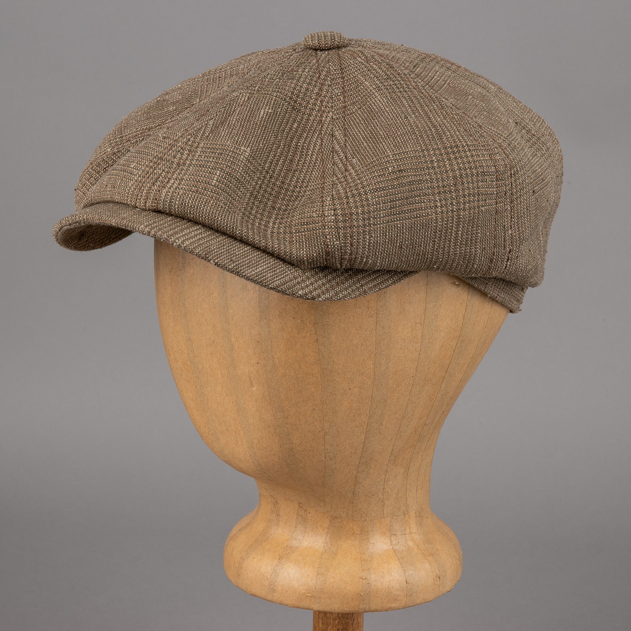 StetsonHatteras linen/silk Glencheck slider cap oliveBritish Parts Lucerne