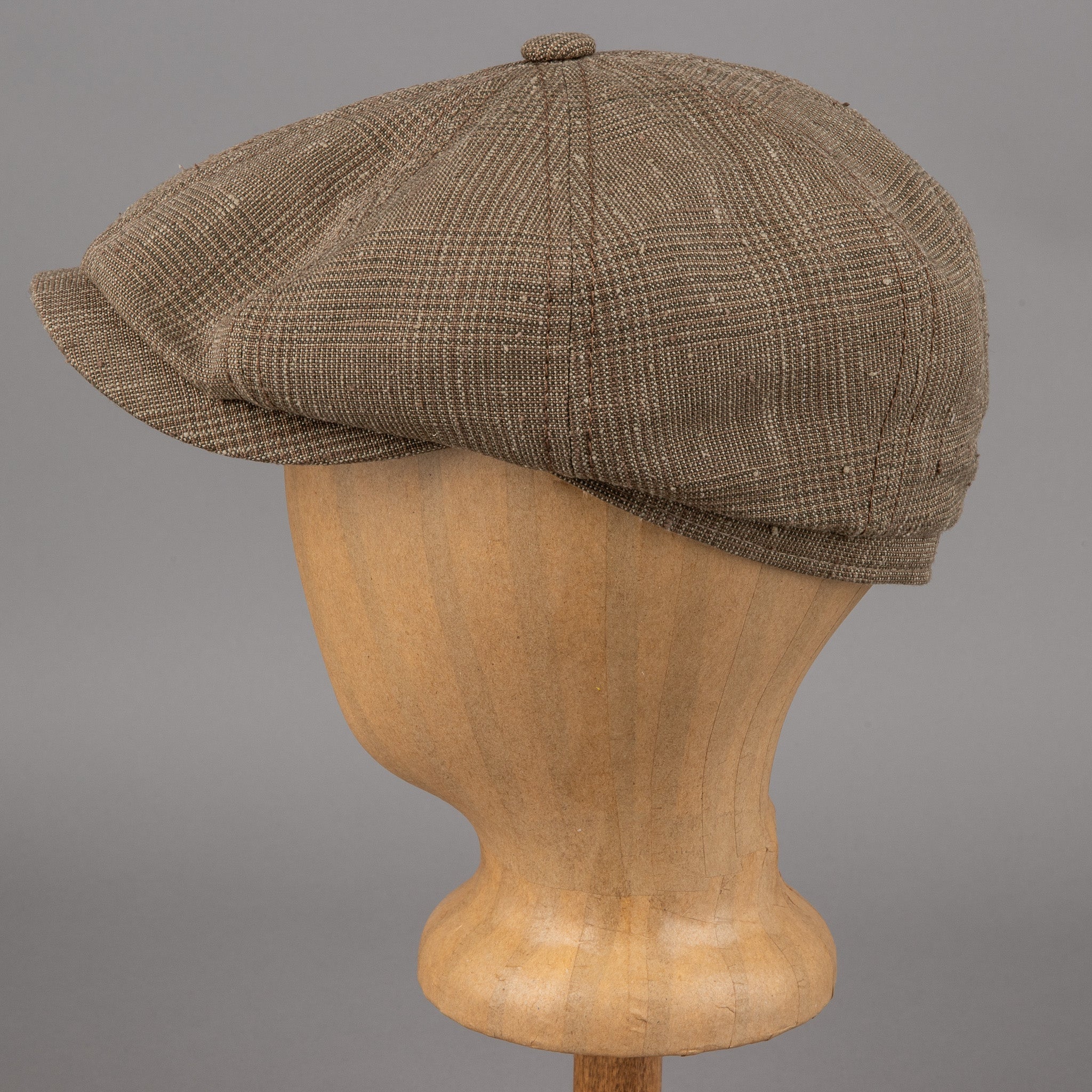 StetsonHatteras linen/silk Glencheck slider cap oliveBritish Parts Lucerne