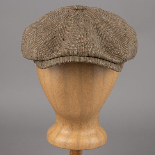 StetsonHatteras linen/silk Glencheck slider cap oliveBritish Parts Lucerne