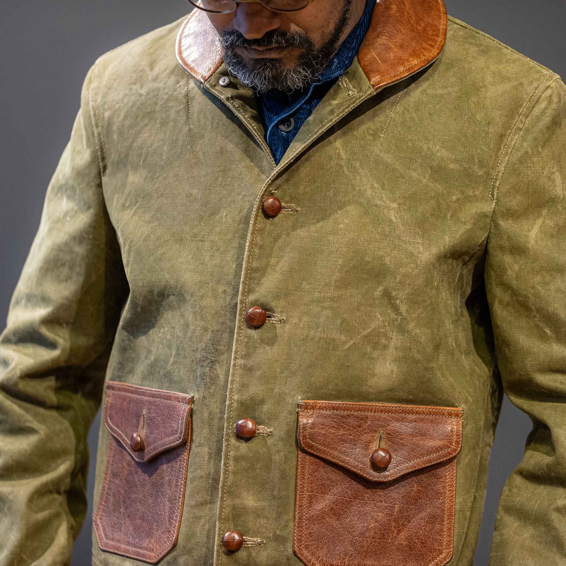 Thedi Leatherscanvas jacket with buffalo leatherjacketsBritish Parts Lucerne