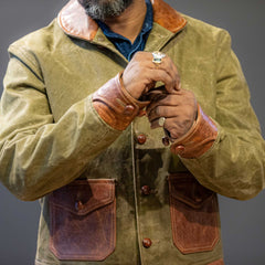Thedi Leatherscanvas jacket with buffalo leatherjacketsBritish Parts Lucerne