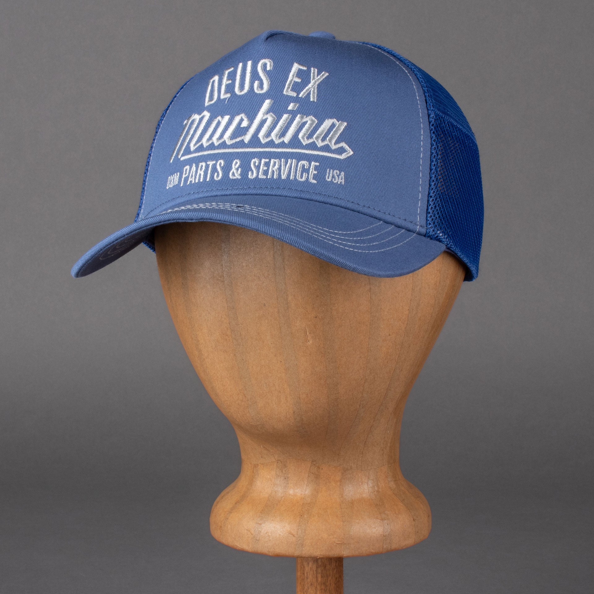 Deus Ex MachinaOverbite Trucker Cap Mechanic BlueCapBritish Parts Lucerne