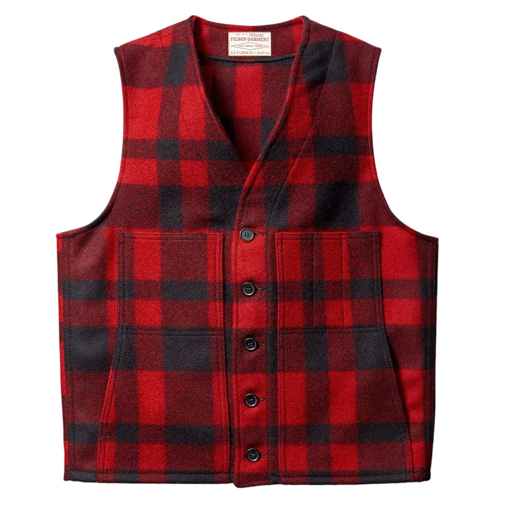 FilsonMackinaw Wool Vest Red Black PlaidVestsBritish Parts Lucerne