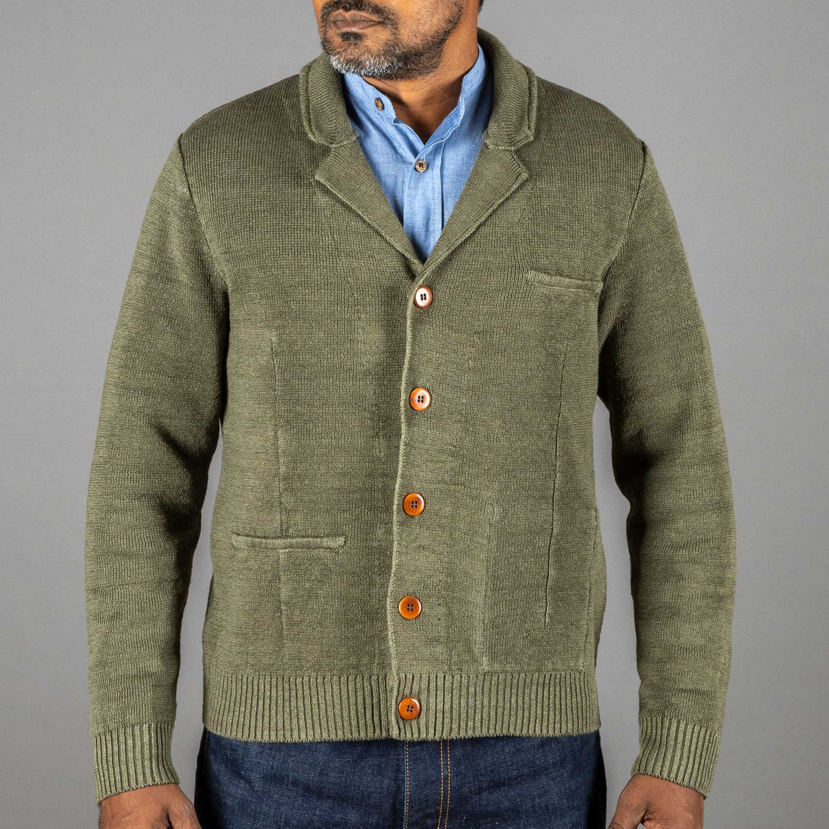 G.R.P.Max 3 linen jacket greenknitted jacketBritish Parts Lucerne