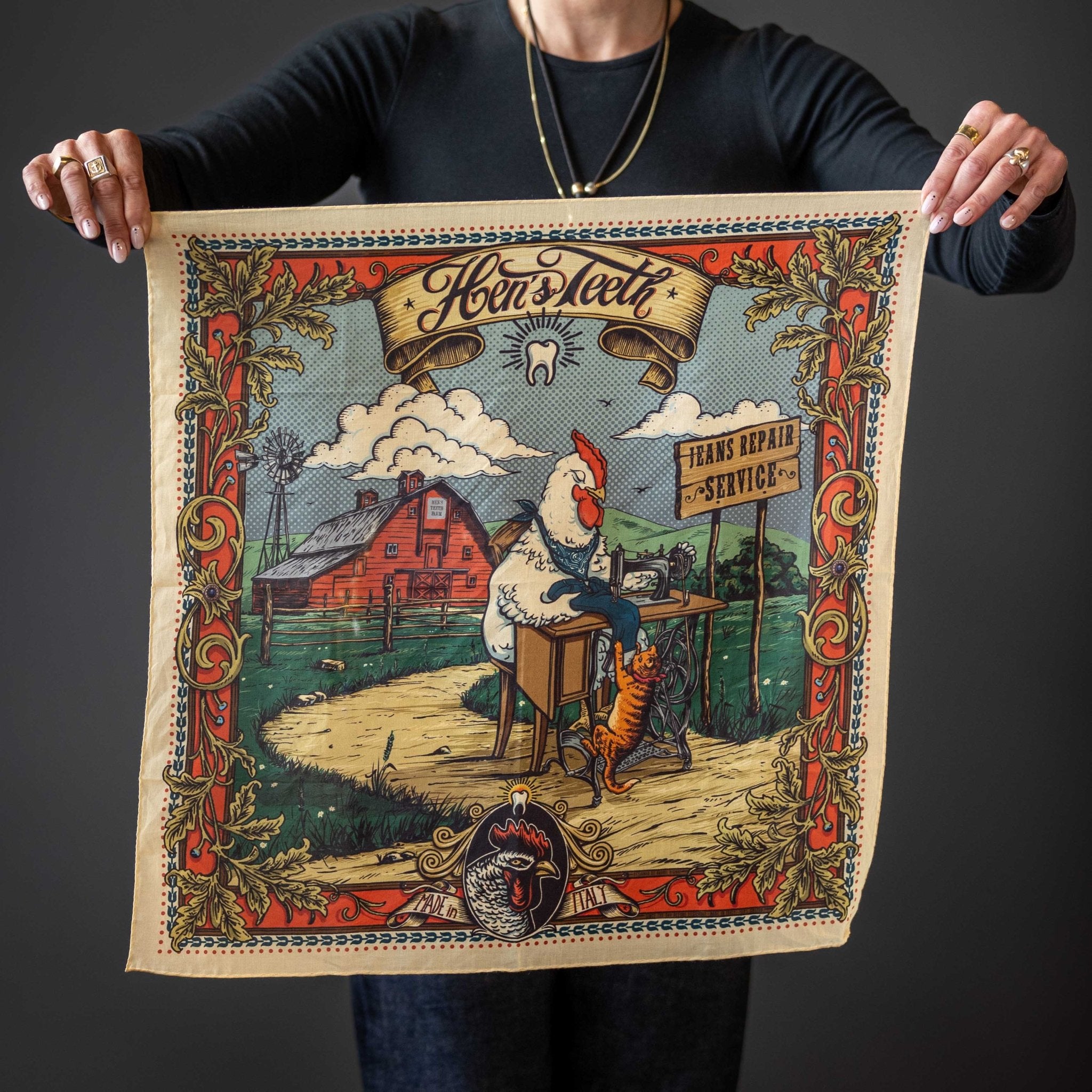 Hen's TeethJeans Repair Service BandanaScarfBritish Parts Lucerne