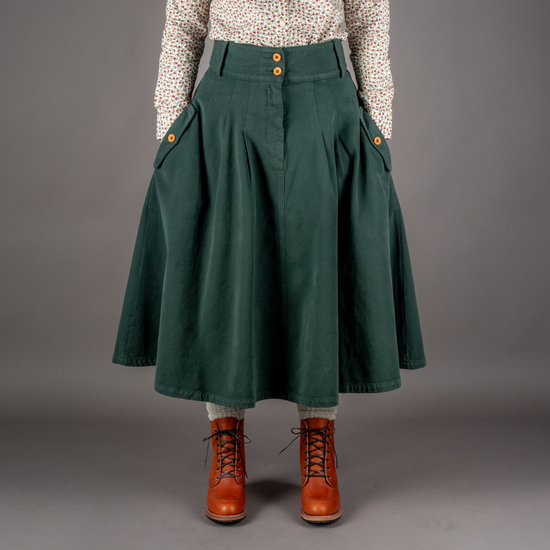 Hen's TeethWomens Skirt Canvas Forest GreenRockBritish Parts Lucerne