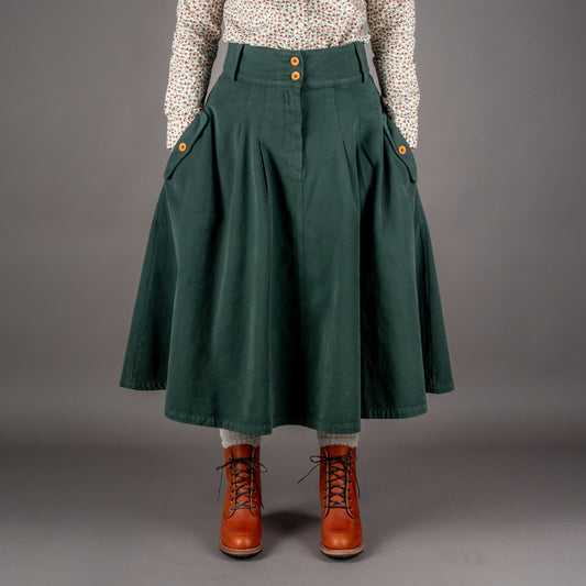 Hen's TeethWomens Skirt Canvas Forest GreenRockBritish Parts Lucerne